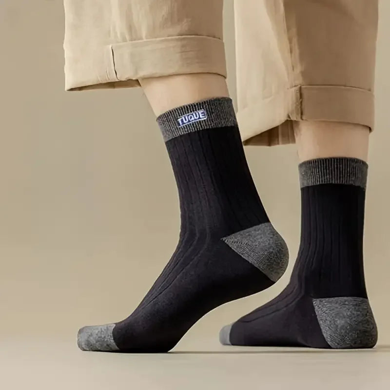 5 Pairs Men's Trendy Color Block Crew Socks, Breathable Comfy Casual Unisex Socks For Men's Outdoor Wearing All Seasons Wearing