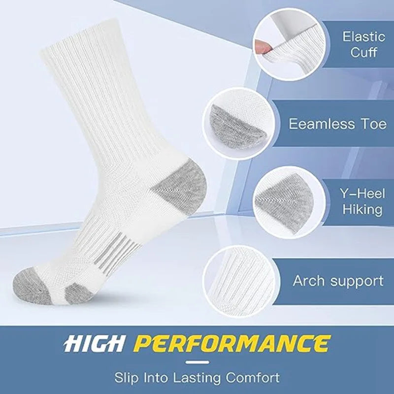6 pairs Men's Solid Crew Socks - Comfy Breathable Thermal Socks for Winter & Autumn
