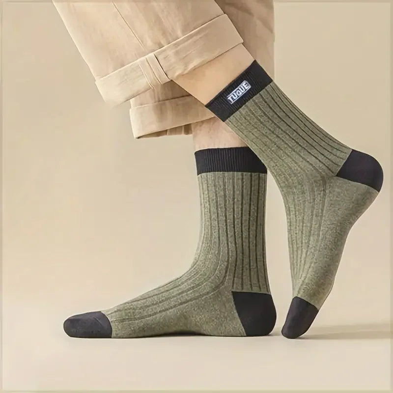 5 Pairs Men's Trendy Color Block Crew Socks, Breathable Comfy Casual Unisex Socks For Men's Outdoor Wearing All Seasons Wearing