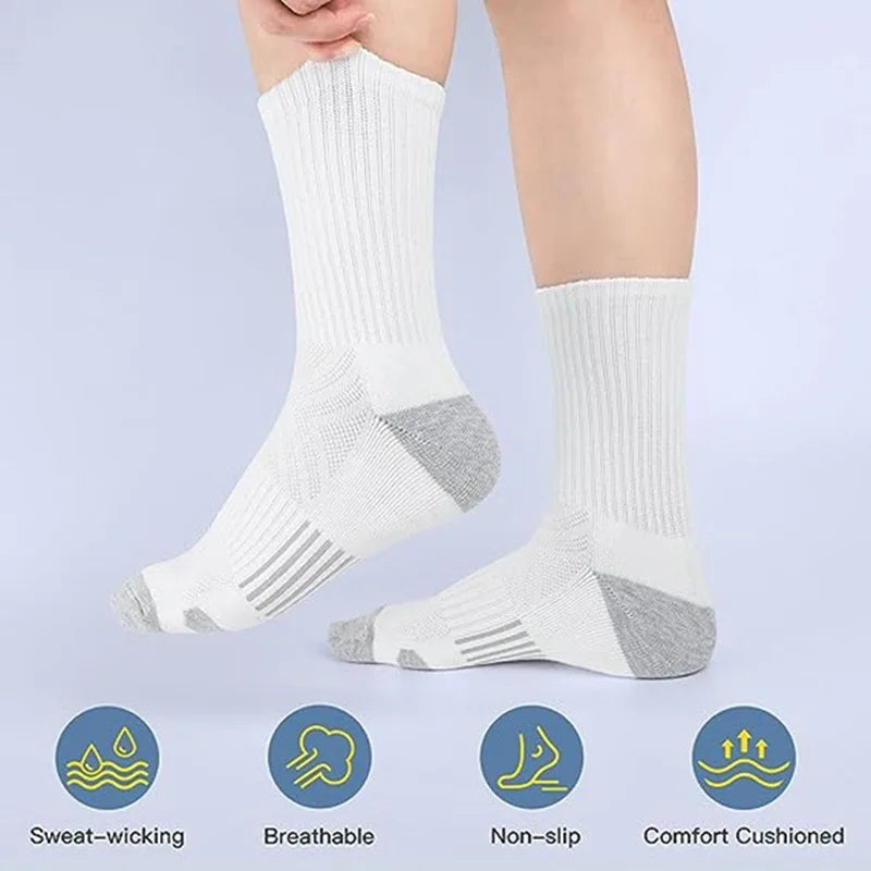 6 pairs Men's Solid Crew Socks - Comfy Breathable Thermal Socks for Winter & Autumn