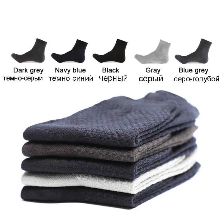 10 Pairs/Lot Men's Bamboo Fiber Socks 2025 New Compression Autumn Long Black Business Casual Man Dress Sock Gift Plus Size 42-45
