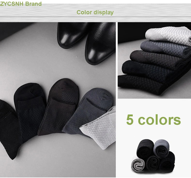 10 Pairs/Lot Men's Bamboo Fiber Socks 2025 New Compression Autumn Long Black Business Casual Man Dress Sock Gift Plus Size 42-45