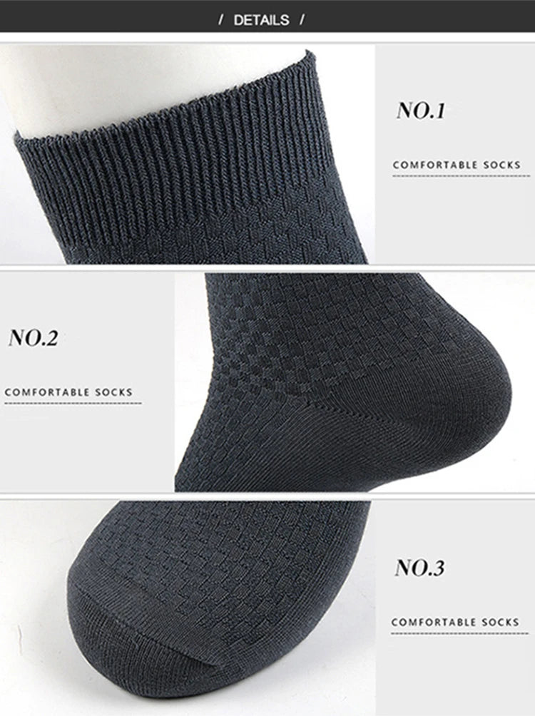 10 Pairs/Lot Men's Bamboo Fiber Socks 2025 New Compression Autumn Long Black Business Casual Man Dress Sock Gift Plus Size 42-45