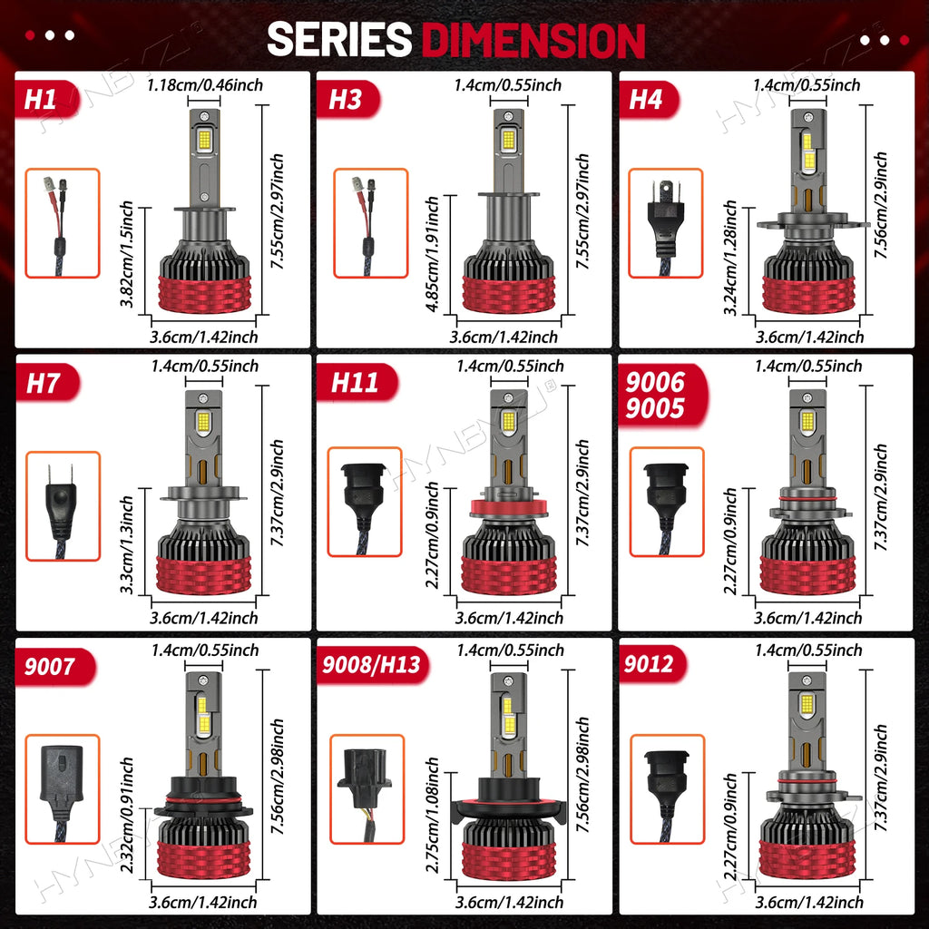 HYNBYZJ H4 H7 LED CANBUS H11 H1 H3 9005 HB3 9006 HB4 9007 9008 9012 LED Headlights 1500W High Power  6000K Car Headlamp Buld