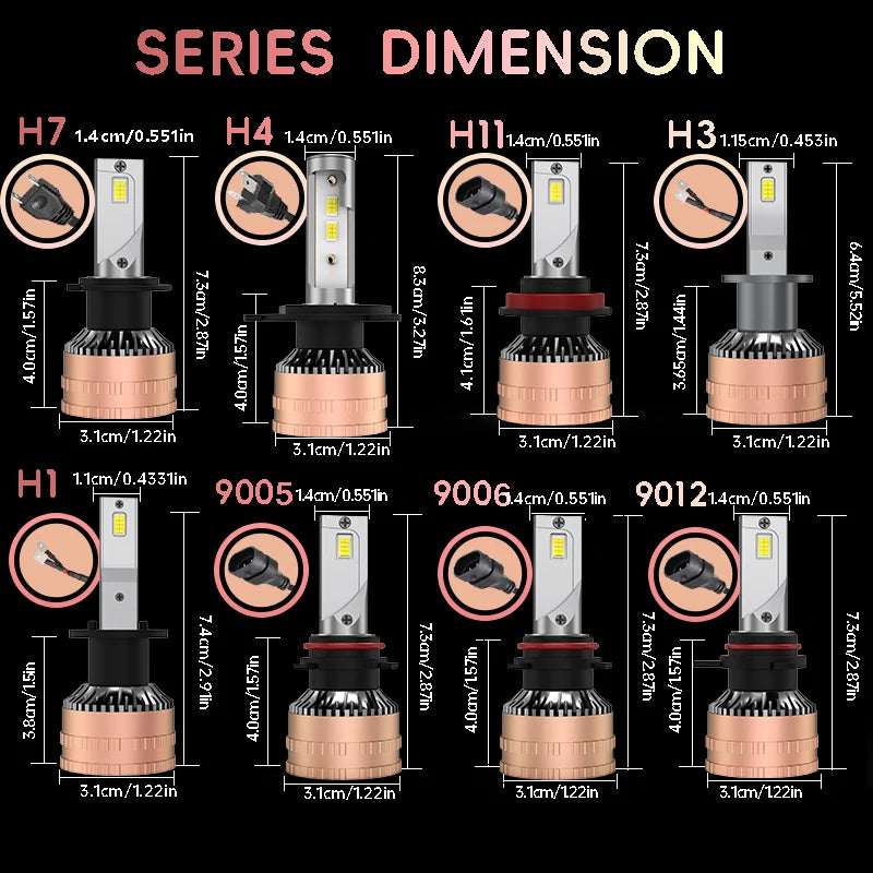 Heyword High Power CSP H4 H7 LED 390W 129000LM H1 H8 H9 H11 Car LED Light Bulbs 9005 HB3 9006 HB4 9012 HIR2 Auto Fog Lamp 6000K