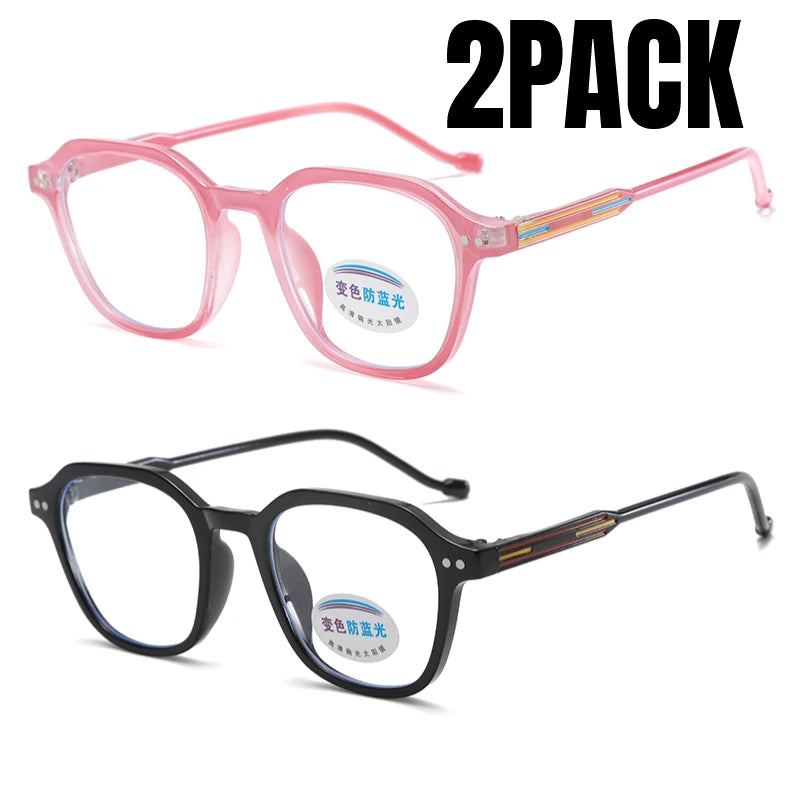 2PACK Children Radiation Protection Glasses Fashion Plain Glasses for Kid Computer Phone Online Course Anti Blue Light Glasses
