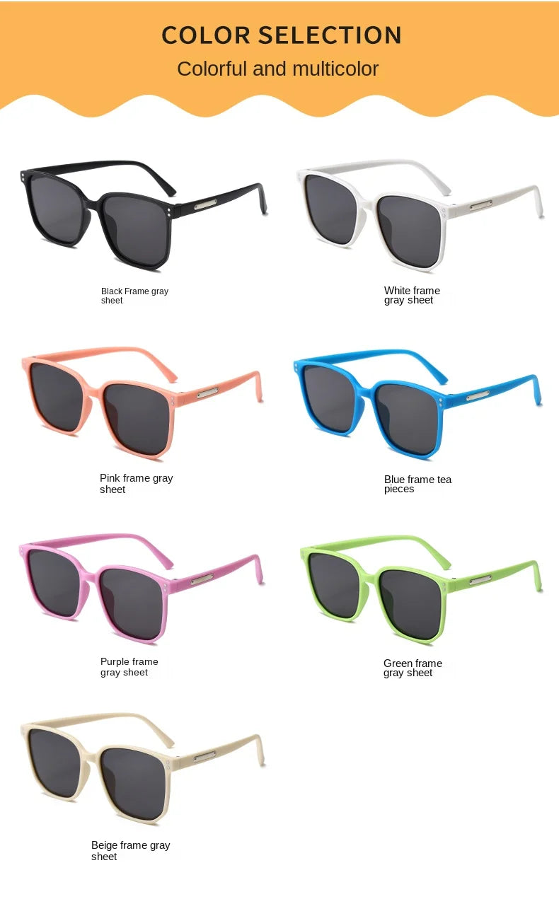 Children Sunglasses 2024 Fashion Square Kids Sunglasses Boy Girl Square Goggles Baby Travel Glasses 7 Colors Optional UV400