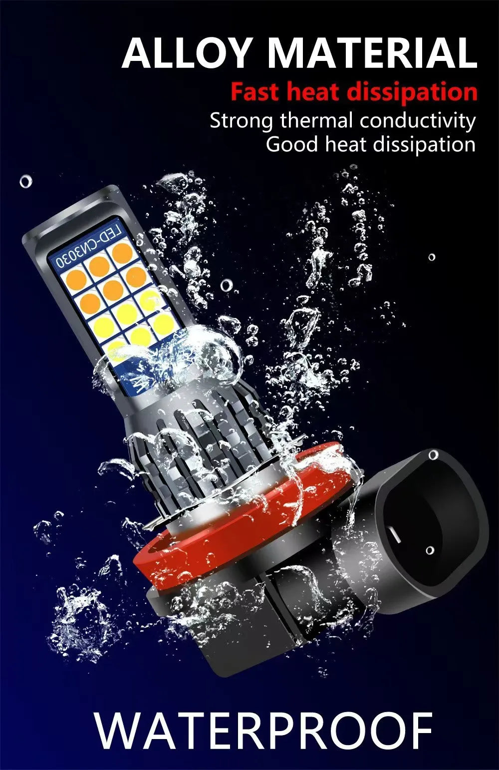 2 H8 H9 LED H11 9005 HB3 9006 HB4 car CSP LED fog light bulbs 3000K6000K yellow white car fog lights daytime running lights