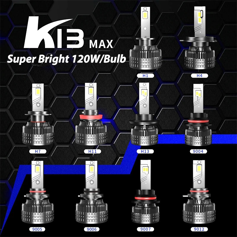 K13 max H7 H1 H11 Led Lamp 3 Copper Tube Led Light For Car Light Fog Light H7 H11 HB3 9005 Led Headlight Bulb