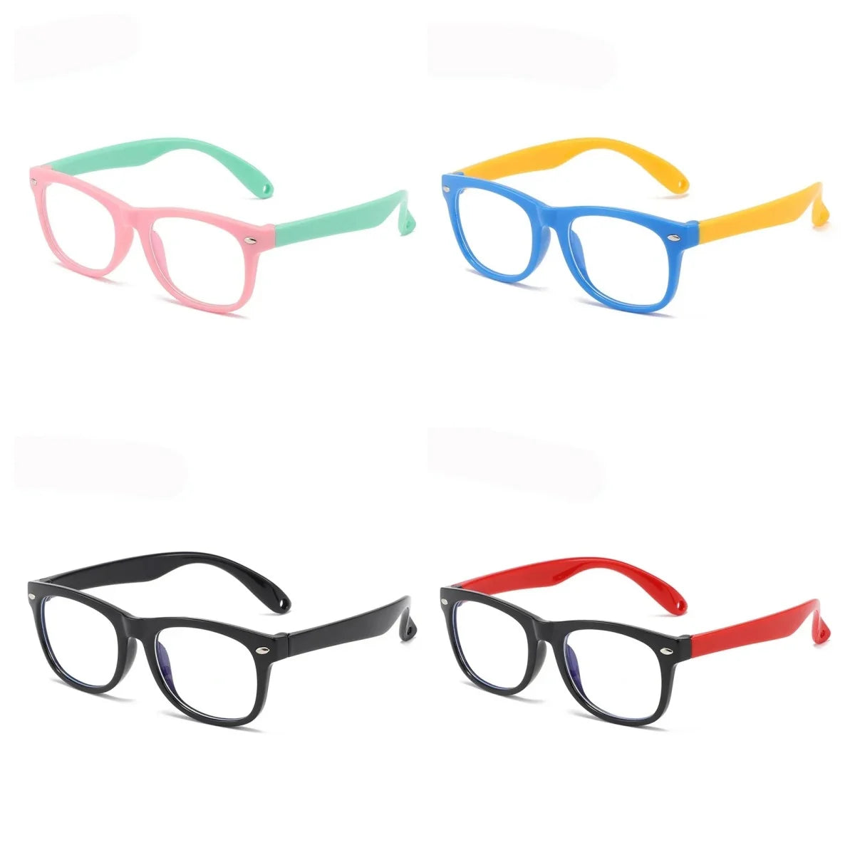 1/2/4PCS New Trendy Kids Anti Blue Light Glasses Square Frame Computer Game Glasses Boys Girls Lightweight Portable Eyewear