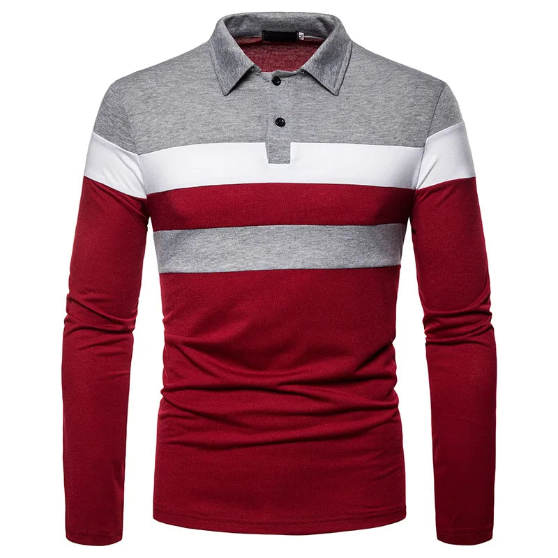2025 Men's New Leisure Colored Long sleeved Four Seasons Polo for Foreign Trade