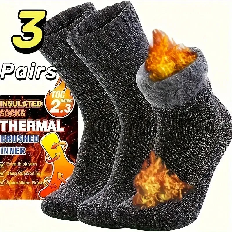 3 pairs Boot Socks for Women Thermal Socks For Thick Winter Outdoors Warm Socks Soft Warm Classic Big Girl Cotton Socks