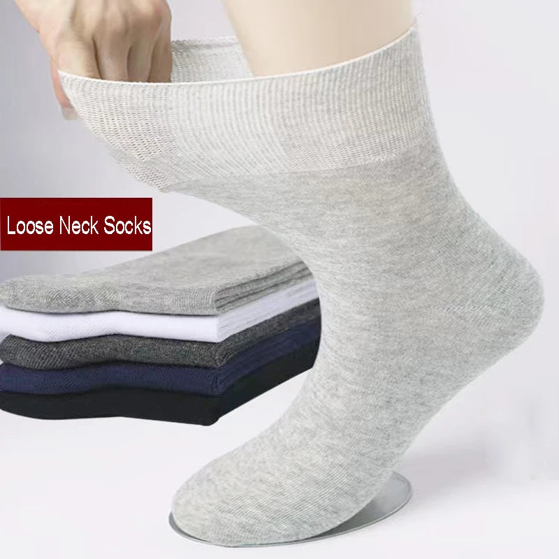 10PCS=5Pairs Loose Mouth Socks Diabetic Prevent Varicose Veins Cotton Comfortable Older Hypertensive Patients Fat Man Socks Gift