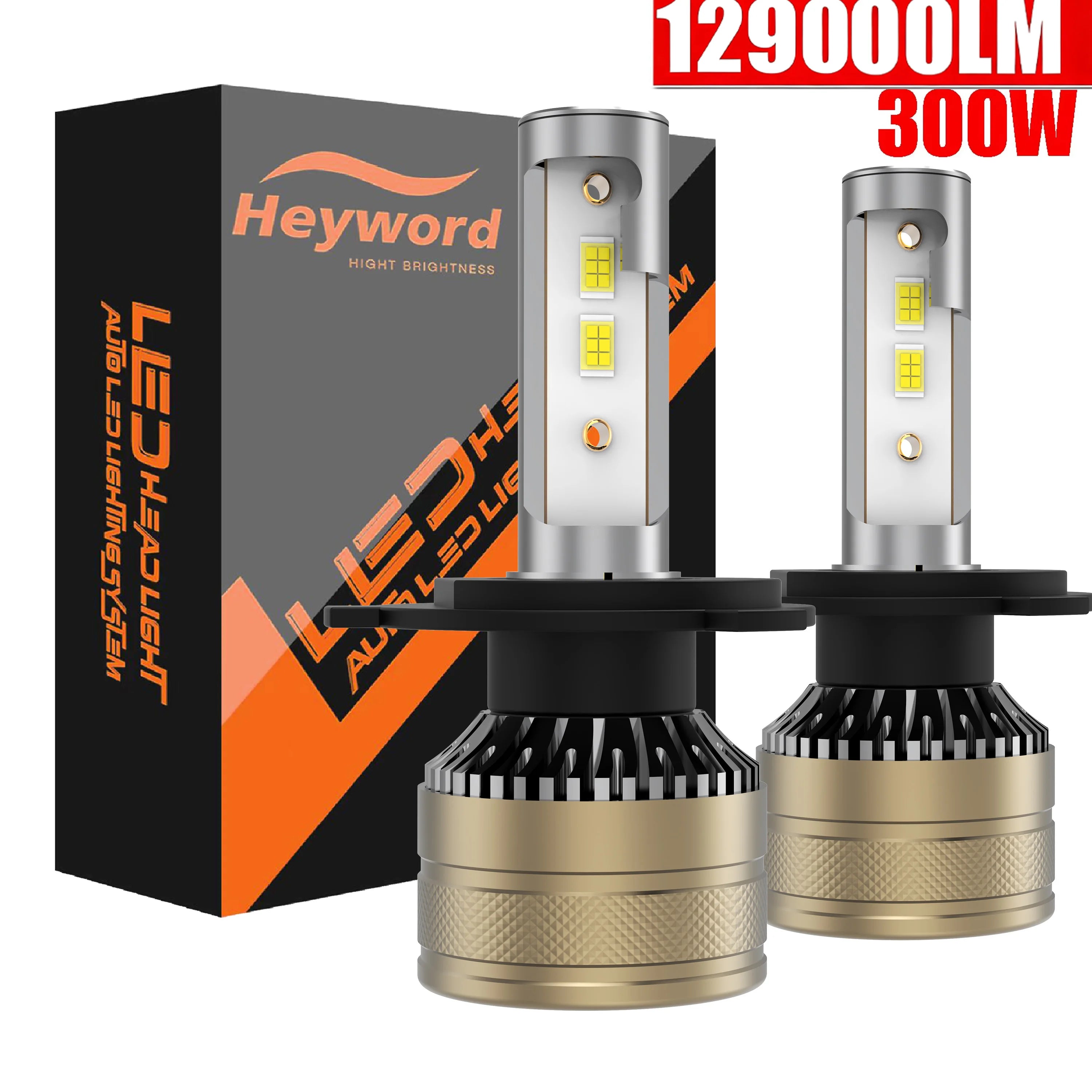 Heyword High Power CSP H4 H7 LED 390W 129000LM H1 H8 H9 H11 Car LED Light Bulbs 9005 HB3 9006 HB4 9012 HIR2 Auto Fog Lamp 6000K