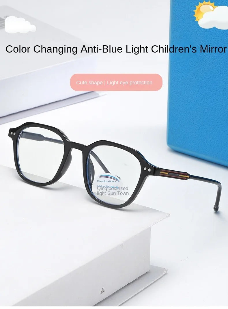 2PACK Children Radiation Protection Glasses Fashion Plain Glasses for Kid Computer Phone Online Course Anti Blue Light Glasses