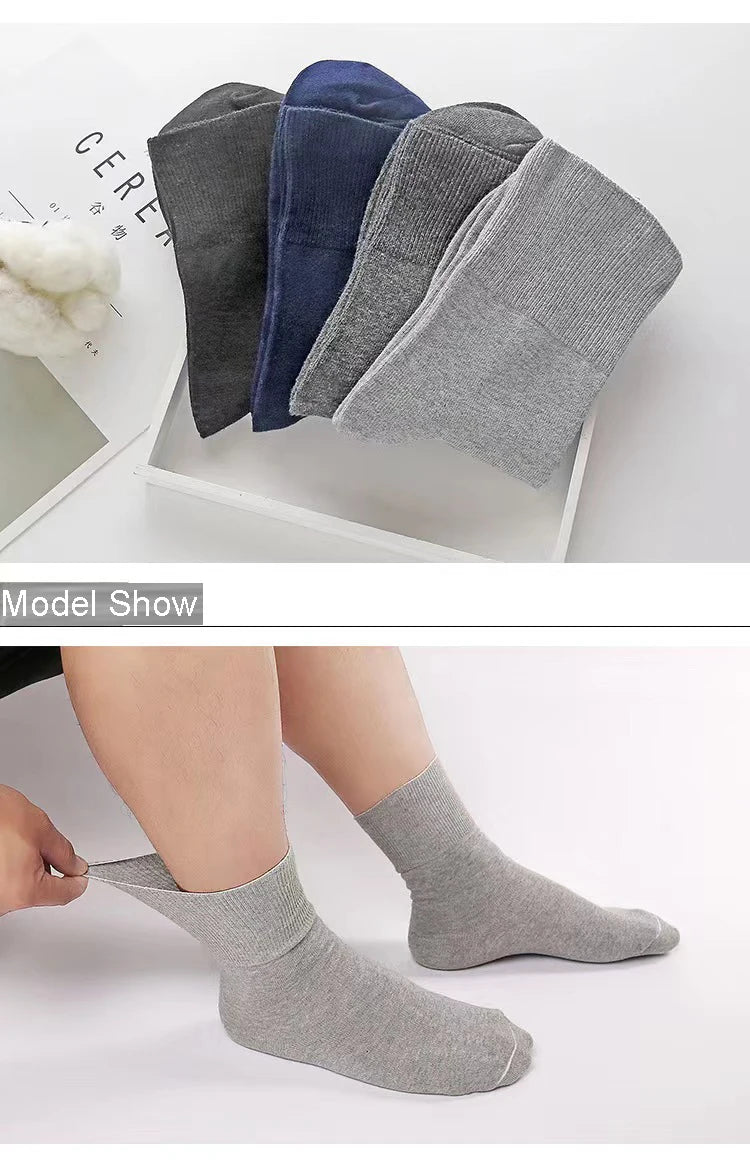 10PCS=5Pairs Loose Mouth Socks Diabetic Prevent Varicose Veins Cotton Comfortable Older Hypertensive Patients Fat Man Socks Gift