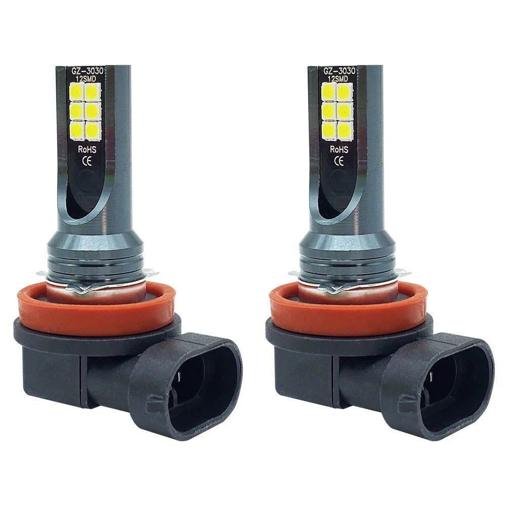 2Pcs H8 H9 H11 LED Car Fog Light Bulbs DRL Motorcycle Headlight Lamp Auto Driving Headlamp 3000K 6000K 12000K 12V 24V 80W