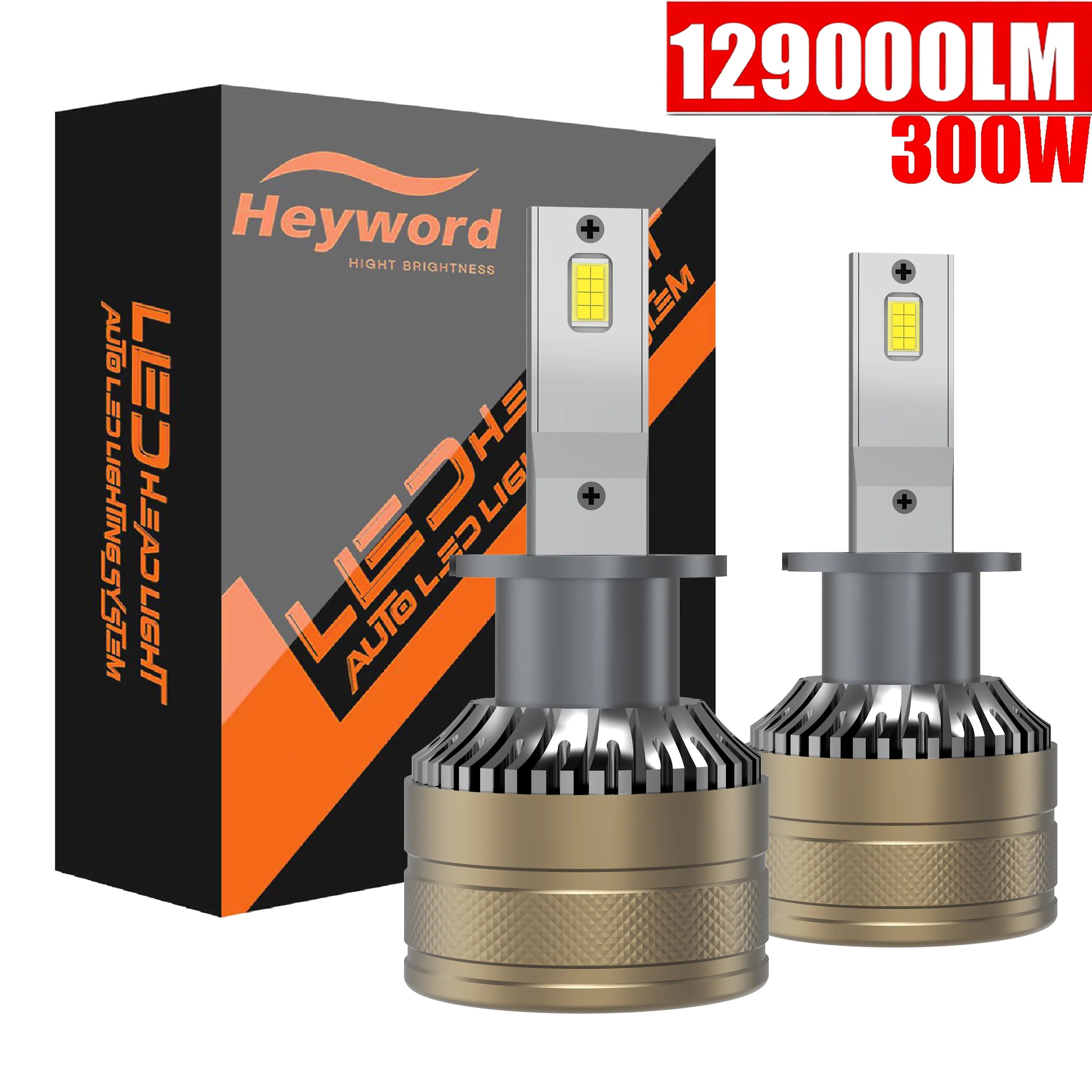 Heyword High Power CSP H4 H7 LED 390W 129000LM H1 H8 H9 H11 Car LED Light Bulbs 9005 HB3 9006 HB4 9012 HIR2 Auto Fog Lamp 6000K