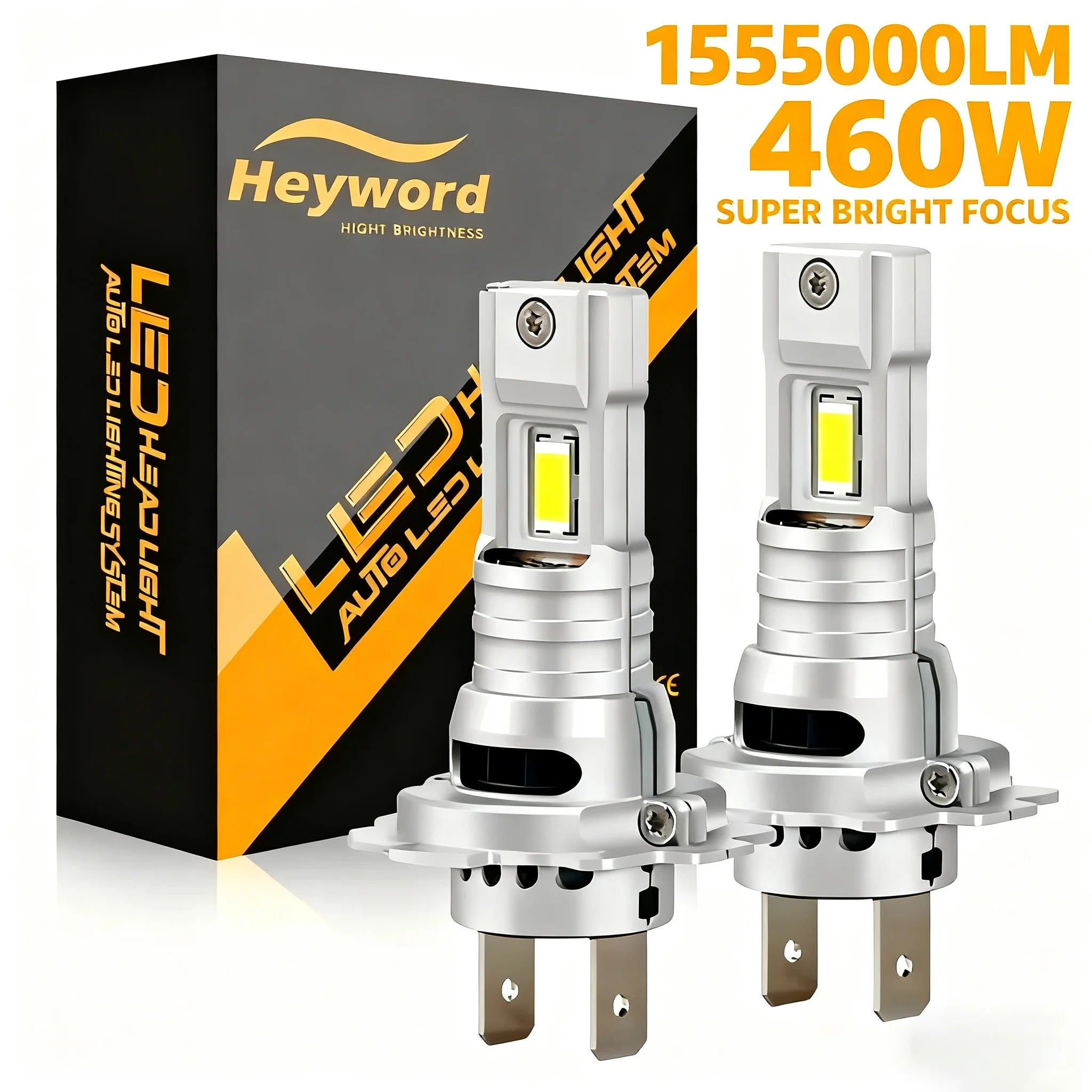 Heyword H7 LED Headlight Bulb Mini Wireless 460W 155000LM 6500K CSP for Car Headlamp Auto Diode Lamps H7 Turbo Led Automobile