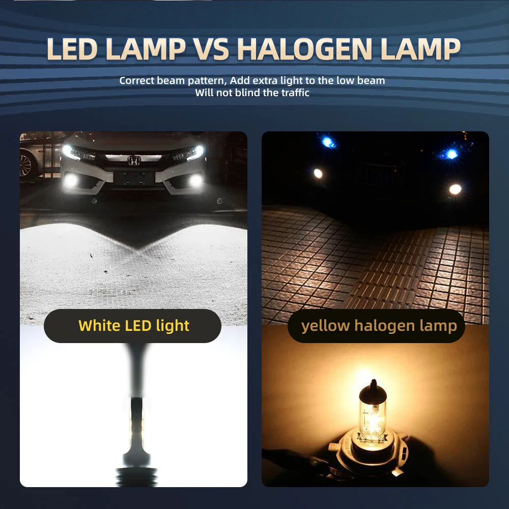 H11 9005/HB3 9006/HB4 5202 Bulbs 30000LM High Power Lamps 6000K White +600% Brightness LED Zero Dark Spot IP68 Waterproof 2pcs
