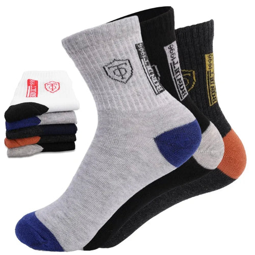 10 pairs Breathable Men's Basketball Crew Socks for Spring and Fall Sweat Absorption Deodorant Sports Stockings