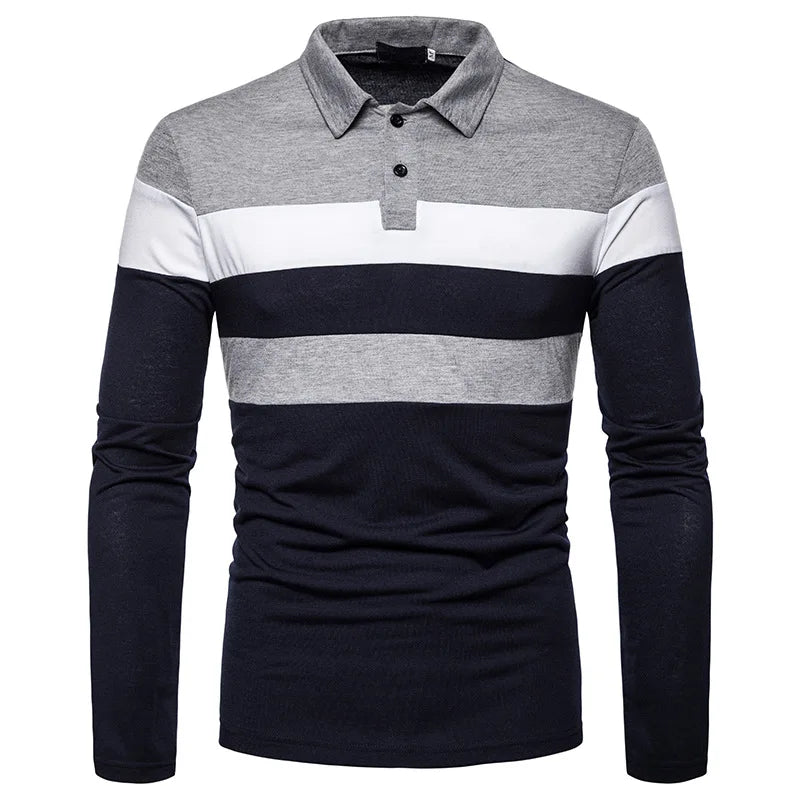 2025 Men's New Leisure Colored Long sleeved Four Seasons Polo for Foreign Trade
