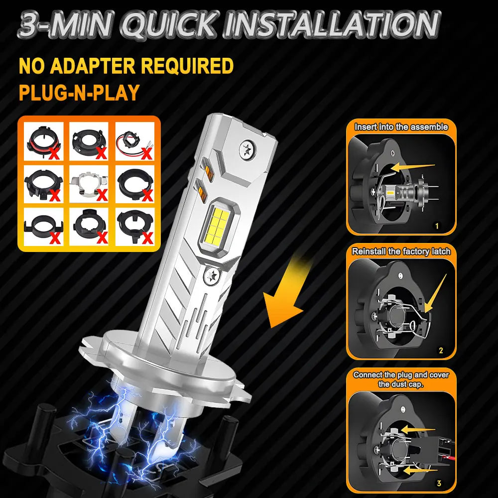 H7 H4 H1 LED Lights for Car Headlight Bulb 1000000LM Mini Wireless Auto Lamp +800% Bright Spotlights Automobile Headlamp 12V 24V