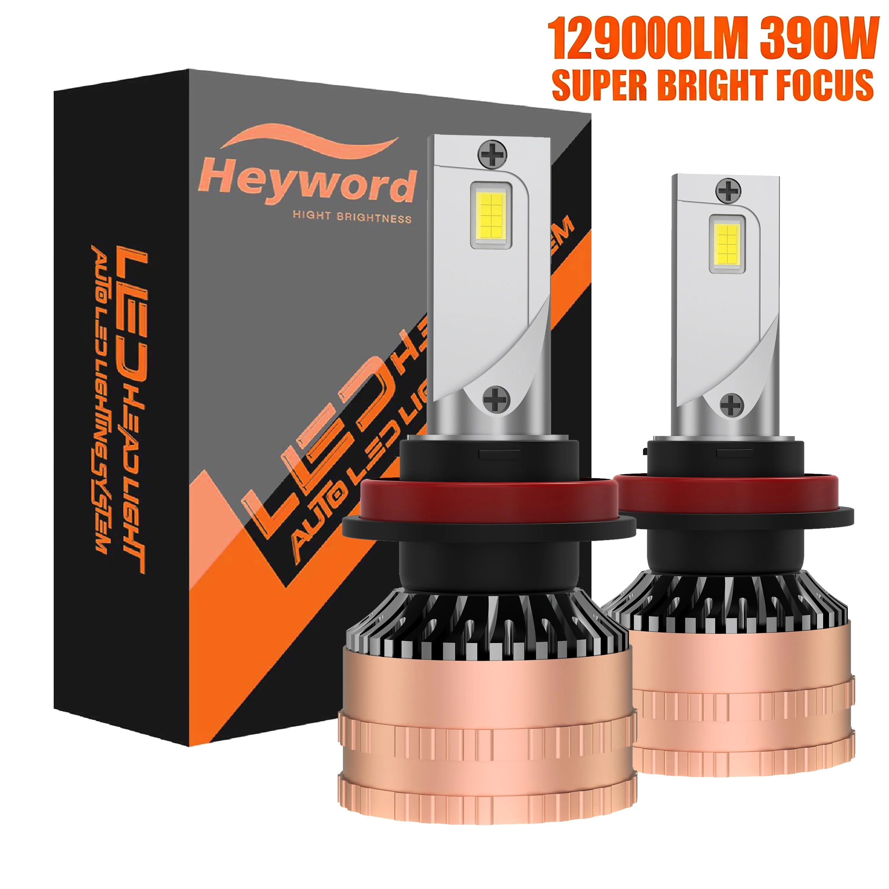 Heyword High Power CSP H4 H7 LED 390W 129000LM H1 H8 H9 H11 Car LED Light Bulbs 9005 HB3 9006 HB4 9012 HIR2 Auto Fog Lamp 6000K