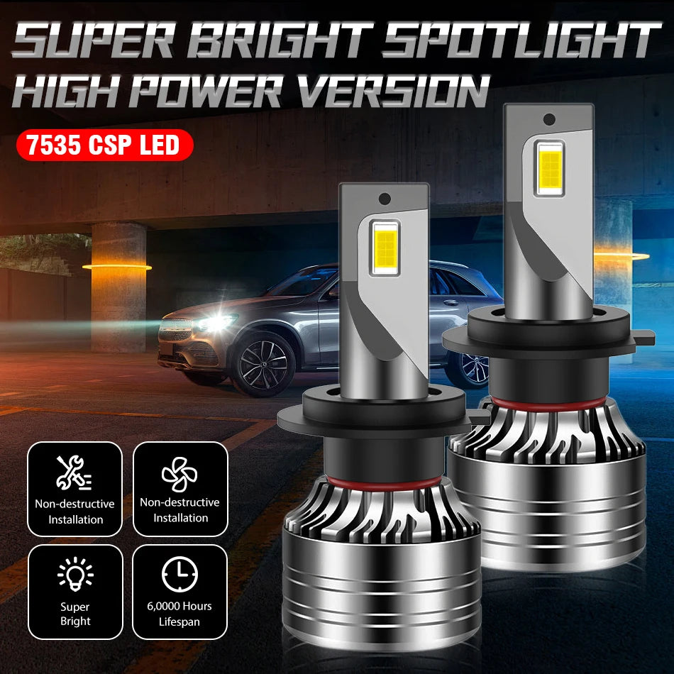 Dualvision 2PCS Car Lights H7 H4 H1 9006 H11 9005 Super Bright LED Headlights High Low Beam Fog Light Bulb White 6000K 12V