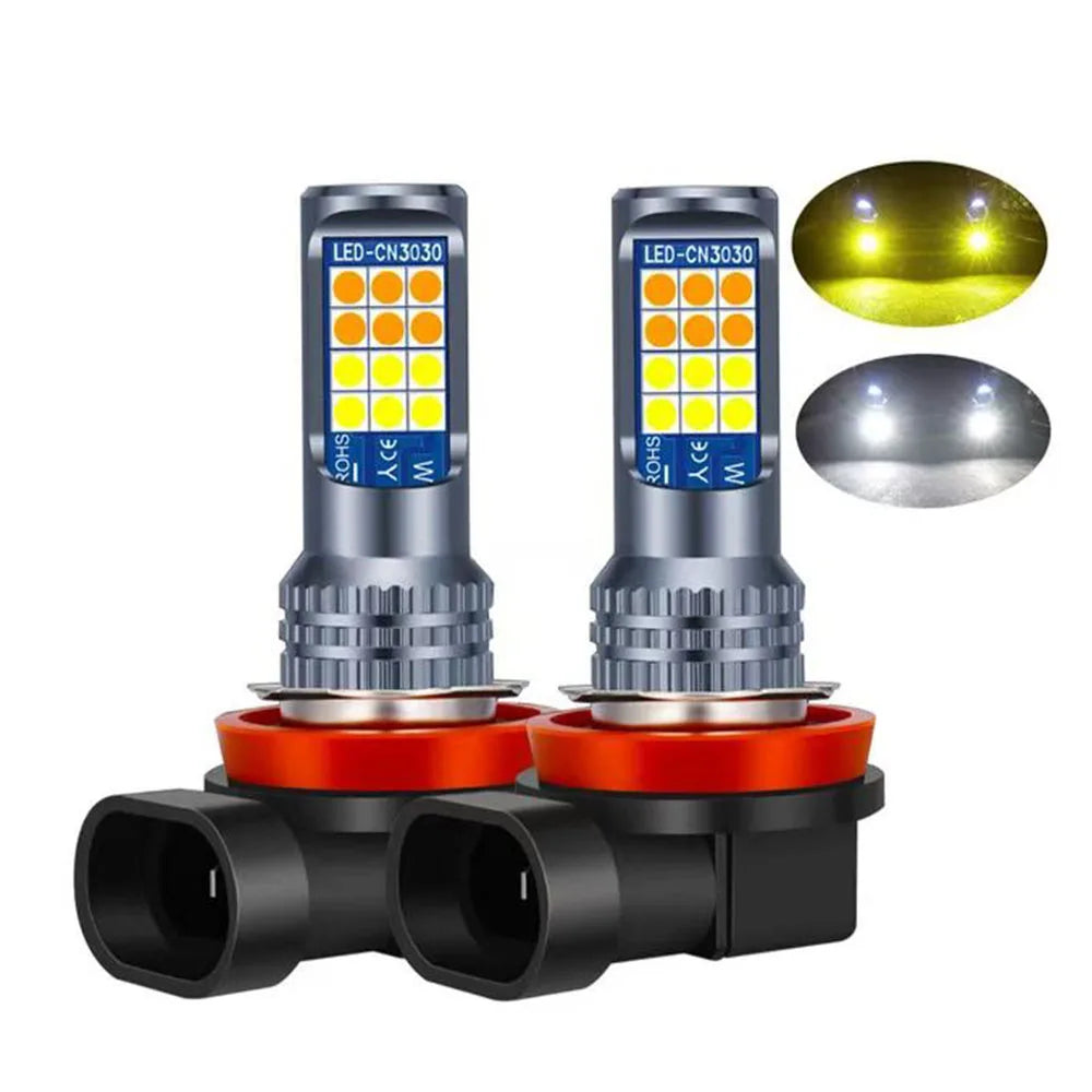 2 H8 H9 LED H11 9005 HB3 9006 HB4 car CSP LED fog light bulbs 3000K6000K yellow white car fog lights daytime running lights