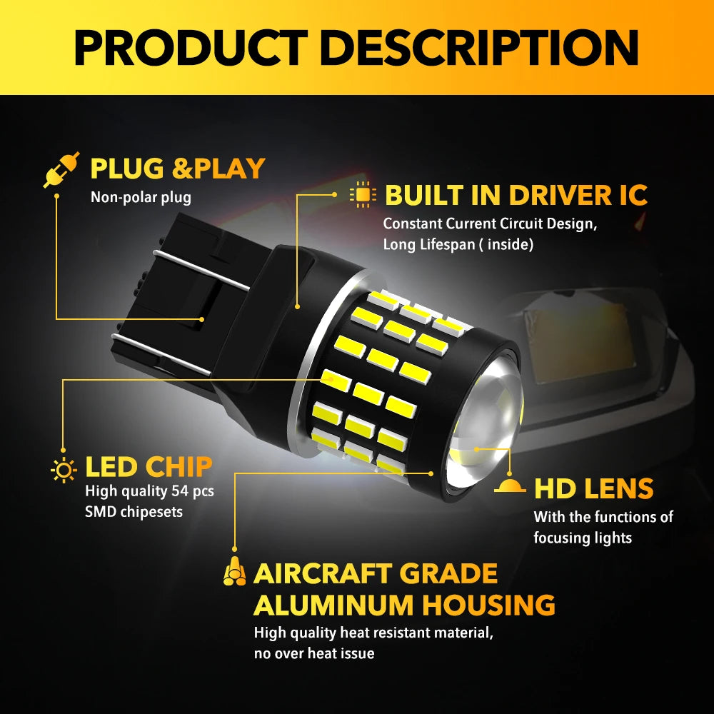 2Pcs T20 LED Canbus 7443 W21/5W LED Bulb for Opel Zafira Astra J Insignia Vivaro 2019 W21W LED Position Light DRL Driving Lamp