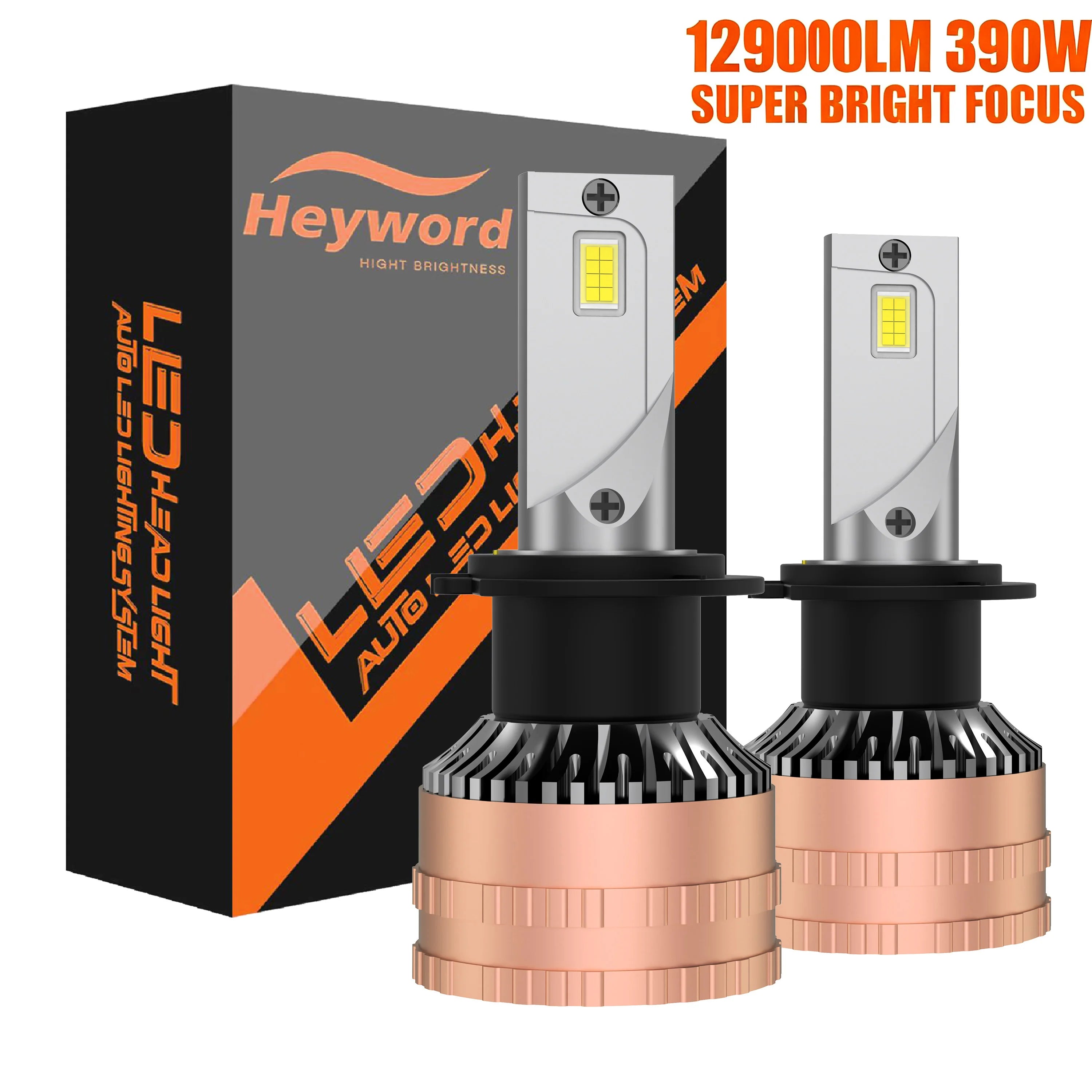 Heyword High Power CSP H4 H7 LED 390W 129000LM H1 H8 H9 H11 Car LED Light Bulbs 9005 HB3 9006 HB4 9012 HIR2 Auto Fog Lamp 6000K