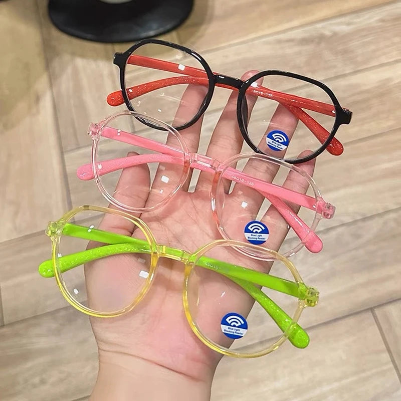 Blue Light Blocking Glasses for Kids Computer Glasses Silicone Frame Clear Lens Girl Boy Video Gaming Children Safety Eyewear