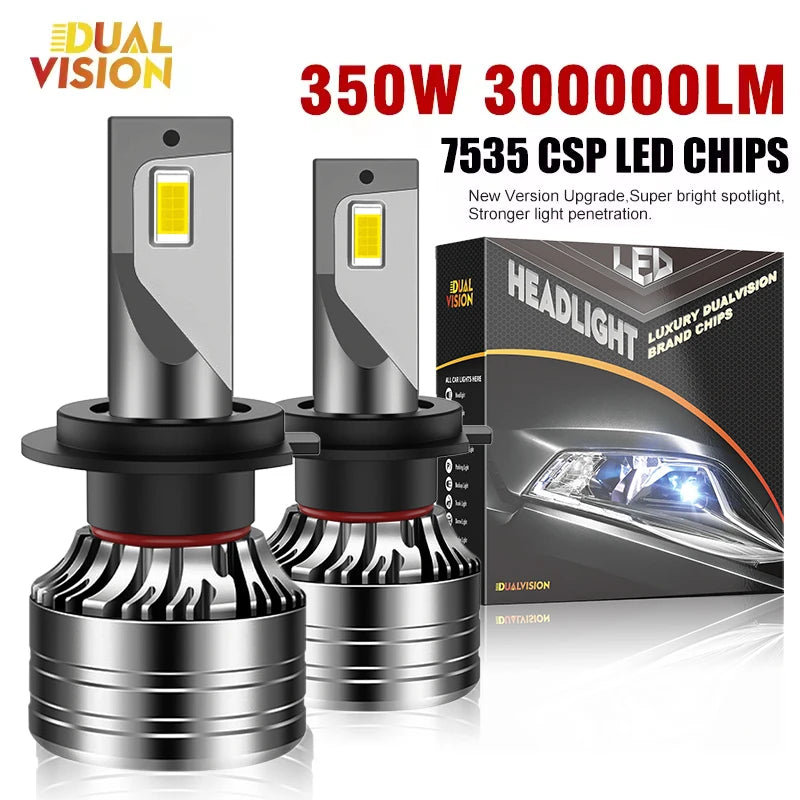 Dualvision 2PCS Car Lights H7 H4 H1 9006 H11 9005 Super Bright LED Headlights High Low Beam Fog Light Bulb White 6000K 12V