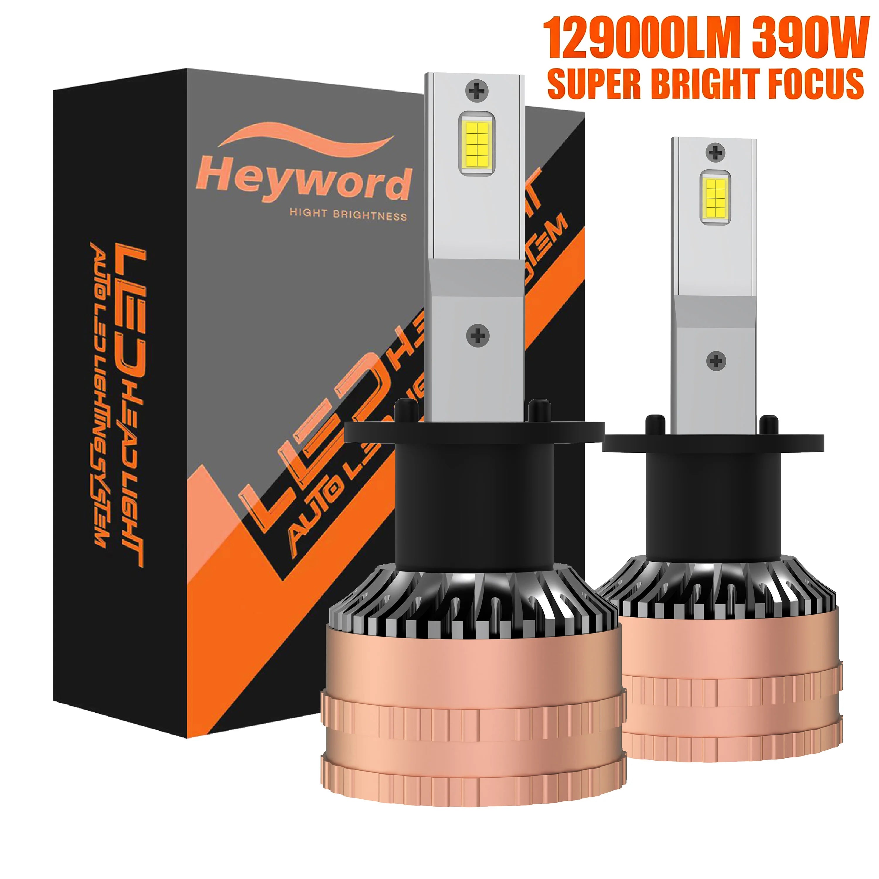 Heyword High Power CSP H4 H7 LED 390W 129000LM H1 H8 H9 H11 Car LED Light Bulbs 9005 HB3 9006 HB4 9012 HIR2 Auto Fog Lamp 6000K