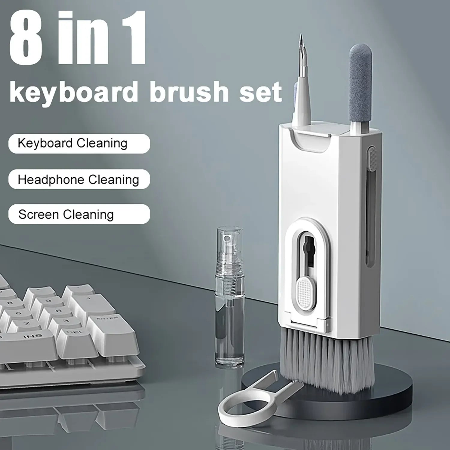 8 In1 Electronic Cleaner Kit Screen Cleaner Multifunctional Cleaning Brush for Earphone Keyboard Laptop Phone PC Monitor Camera