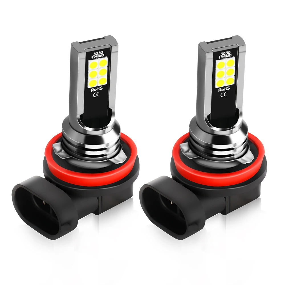 H11 9005/HB3 9006/HB4 5202 Bulbs 30000LM High Power Lamps 6000K White +600% Brightness LED Zero Dark Spot IP68 Waterproof 2pcs