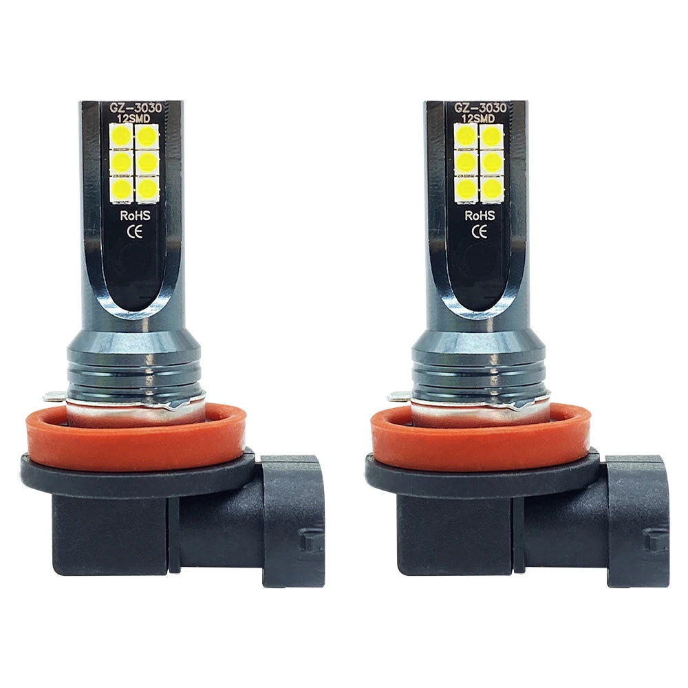 2Pcs H8 H9 H11 LED Car Fog Light Bulbs DRL Motorcycle Headlight Lamp Auto Driving Headlamp 3000K 6000K 12000K 12V 24V 80W