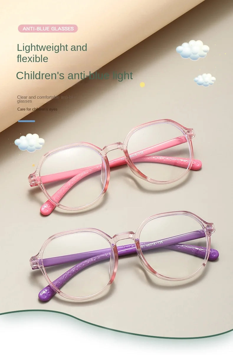 Blue Light Blocking Glasses for Kids Computer Glasses Silicone Frame Clear Lens Girl Boy Video Gaming Children Safety Eyewear