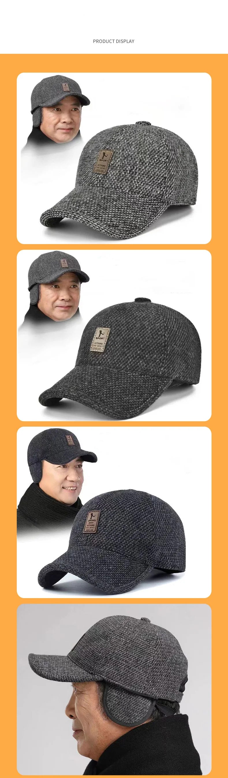 Cotton Hat Men's Hat Autumn And Winter Middle-Aged Dad Cloth Hat Single Old Man Windshield Baseball Hat Sun Hat