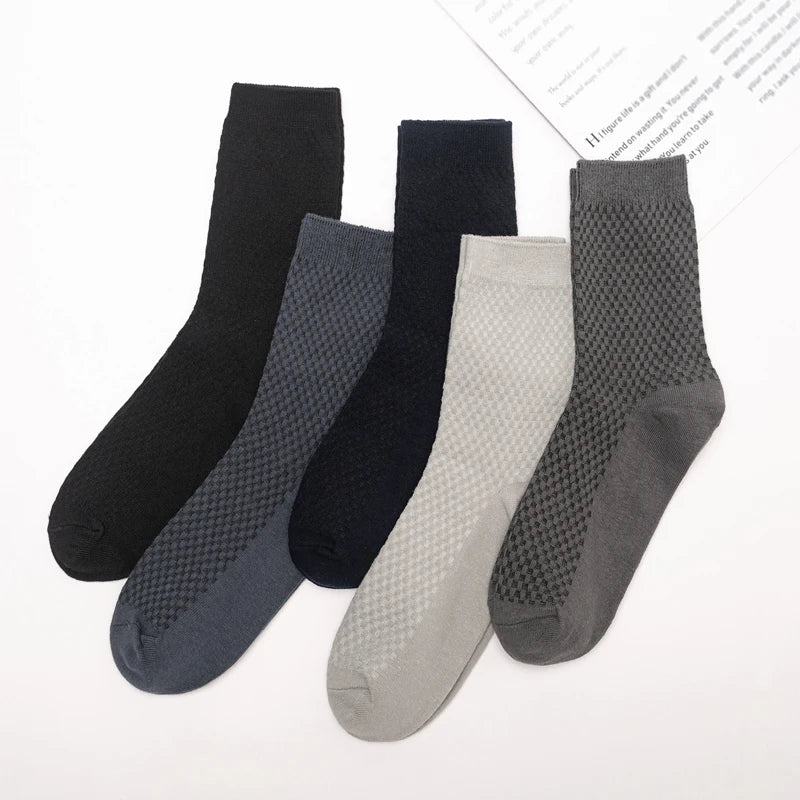 10Pairs/Lot Men's Bamboo Fiber Socks Long Black Business Soft Breathable New High Quality  Autumn for Male Socks Plus Size 39-48