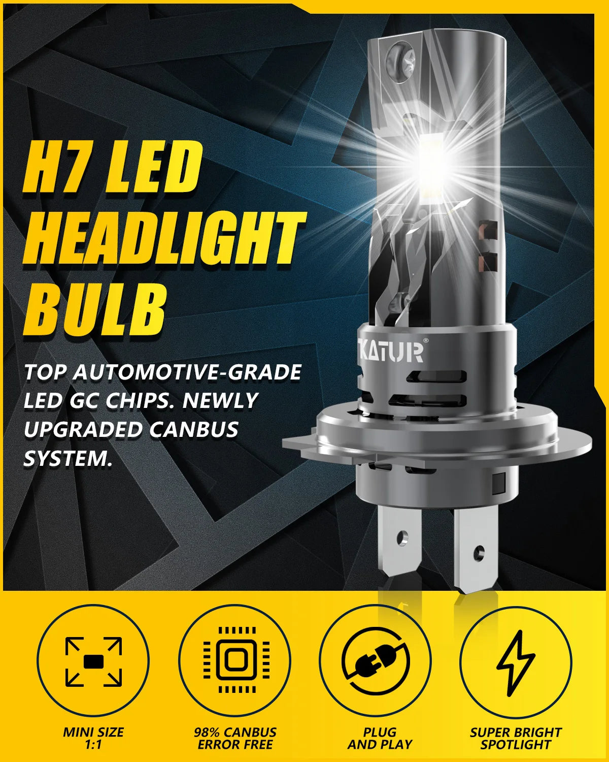 2x H7 LED Headlight Bulb Mini Wireless 100W 20000LM 6500K for Car Headlamp Auto Diode Lamps H7 Turbo Led 12V Automobile