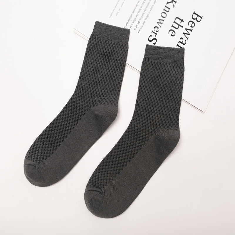 10Pairs/Lot Men's Bamboo Fiber Socks Long Black Business Soft Breathable New High Quality  Autumn for Male Socks Plus Size 39-48