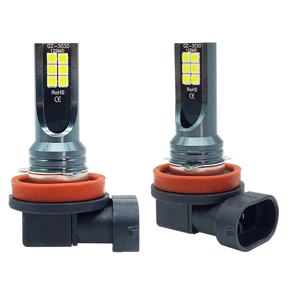2Pcs H8 H9 H11 LED Car Fog Light Bulbs DRL Motorcycle Headlight Lamp Auto Driving Headlamp 3000K 6000K 12000K 12V 24V 80W