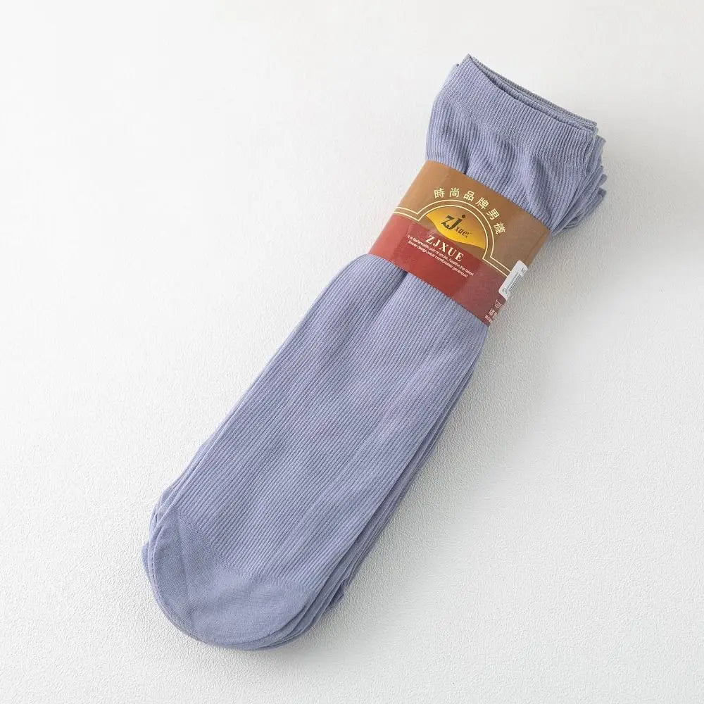 10pairs Men Ice Silk Socks Summer Spring Ultra-thin Socks Solid Business Socks Breathable Soft Socks Ankle Bamboo Fiber Socks