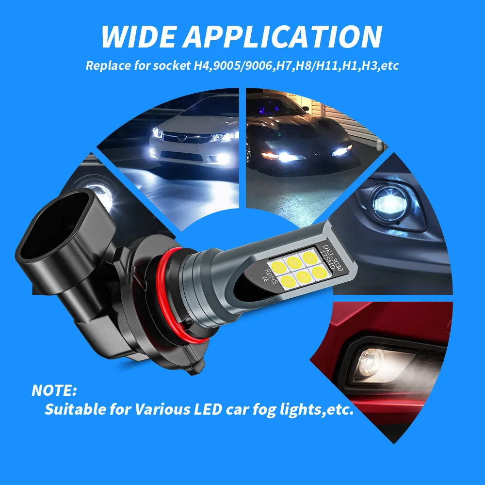 2Pcs H8 H11 LED Bulb H16 JP 9005 HB3 9006 HB4 Led Lamp Super Bright Car Fog Lights Day Driving Running Light 12V 6000K White