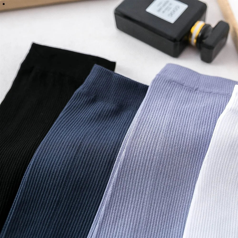 10pairs Men Ice Silk Socks Summer Spring Ultra-thin Socks Solid Business Socks Breathable Soft Socks Ankle Bamboo Fiber Socks