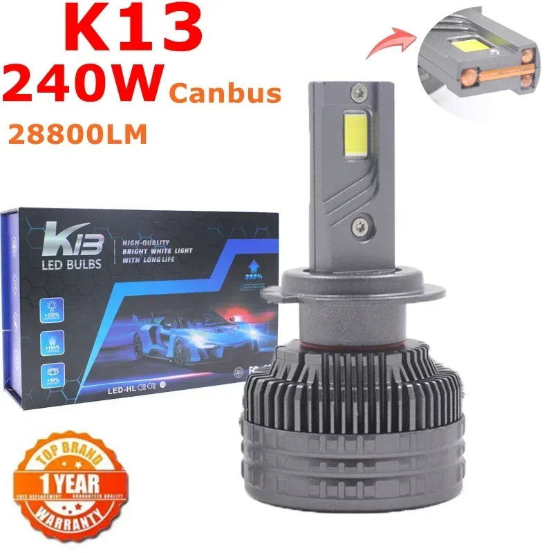 K13 max H7 H1 H11 Led Lamp 3 Copper Tube Led Light For Car Light Fog Light H7 H11 HB3 9005 Led Headlight Bulb