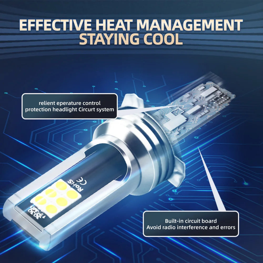 H11 9005/HB3 9006/HB4 5202 Bulbs 30000LM High Power Lamps 6000K White +600% Brightness LED Zero Dark Spot IP68 Waterproof 2pcs