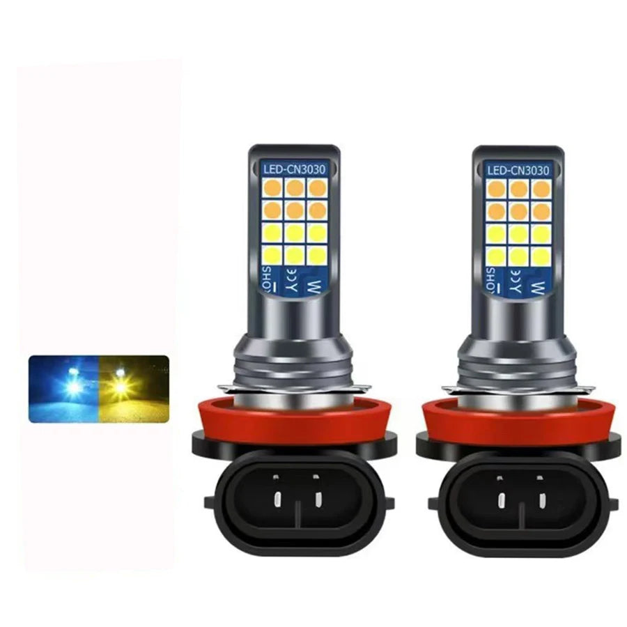 2 H8 H9 LED H11 9005 HB3 9006 HB4 car CSP LED fog light bulbs 3000K6000K yellow white car fog lights daytime running lights
